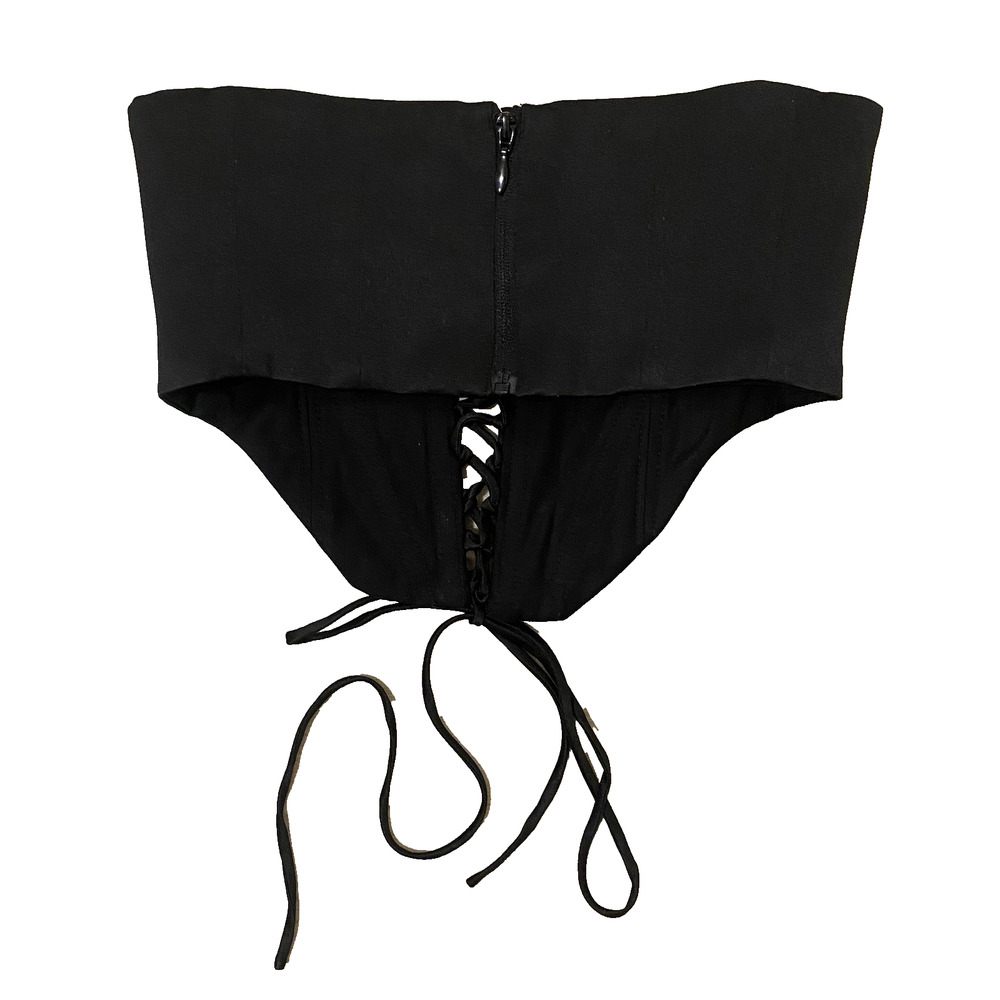 House Of CB Lace Up Corset Crop Top S Black GNO Vegas Date Night Sexy - Picture 2 of 8